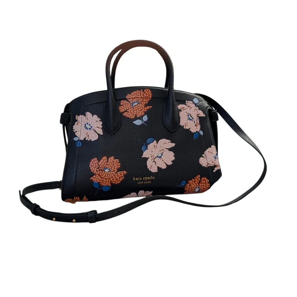 kate spade ♠️ Knott Dotty Floral Embossed Medium Zip-top Satchel bag purse Paris